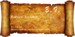 Bahis Izidor névjegykártya